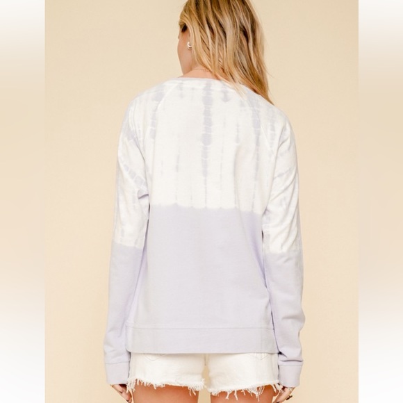 135. Sweatshirt Cotton Tie Dye Lavender Blue Lightweight Top Summer Vacation NEW - Picture 2 of 5